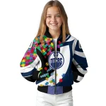customized edmonton oilers stars and stripes slashes blue bomber jacket best selling