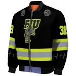 customized fiu panthers heartbeat accent black green bomber jacket best selling