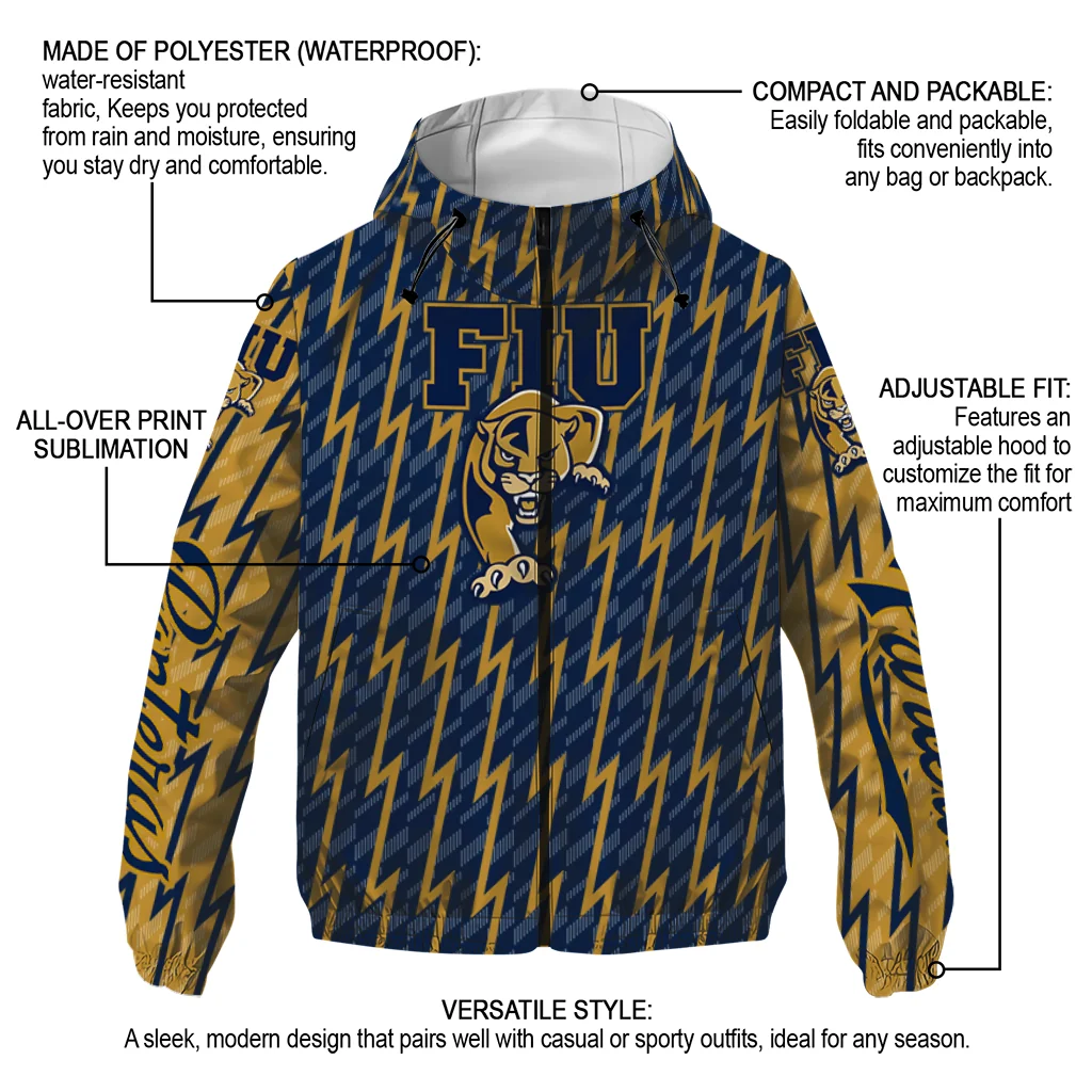 customized fiu panthers lightning strike grid blue windbreaker jacket new arrival customized fiu panthers lightning strike grid blue windbreaker jacket new arrival