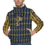 customized fiu panthers lightning strike grid blue windbreaker jacket best selling