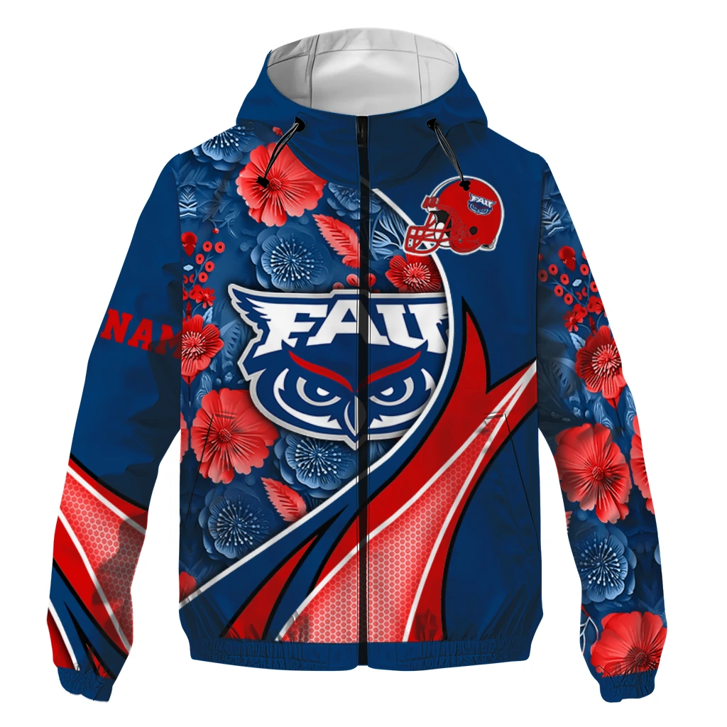 customized florida atlantic owls blossoms helmet blue windbreaker jacket best selling customized florida atlantic owls blossoms helmet blue windbreaker jacket best selling