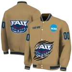 customized florida atlantic owls claw effect beige varsity jacket best selling