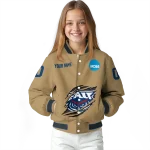 customized florida atlantic owls claw effect beige varsity jacket best selling