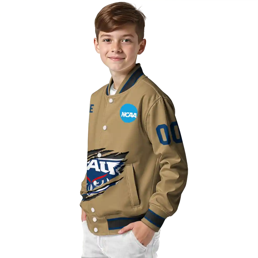 customized florida atlantic owls claw effect beige varsity jacket trendy customized florida atlantic owls claw effect beige varsity jacket trendy