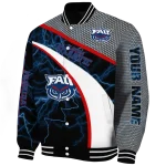 customized florida atlantic owls electric flash blue varsity jacket best selling