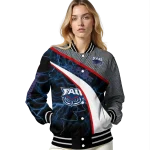customized florida atlantic owls electric flash blue varsity jacket best selling
