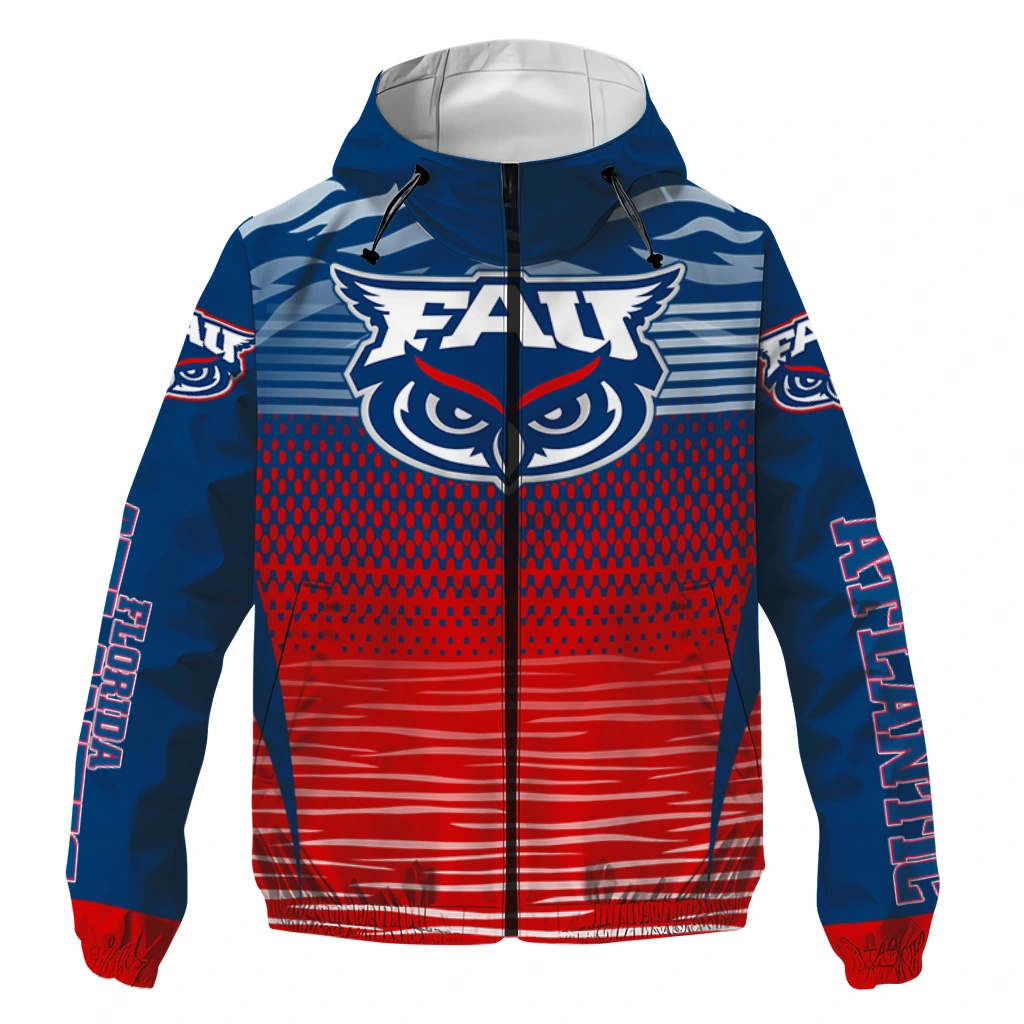 customized florida atlantic owls pattern layers blue windbreaker jacket best selling customized florida atlantic owls pattern layers blue windbreaker jacket best selling