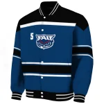 customized florida atlantic owls stripe statement blue black varsity jacket best selling