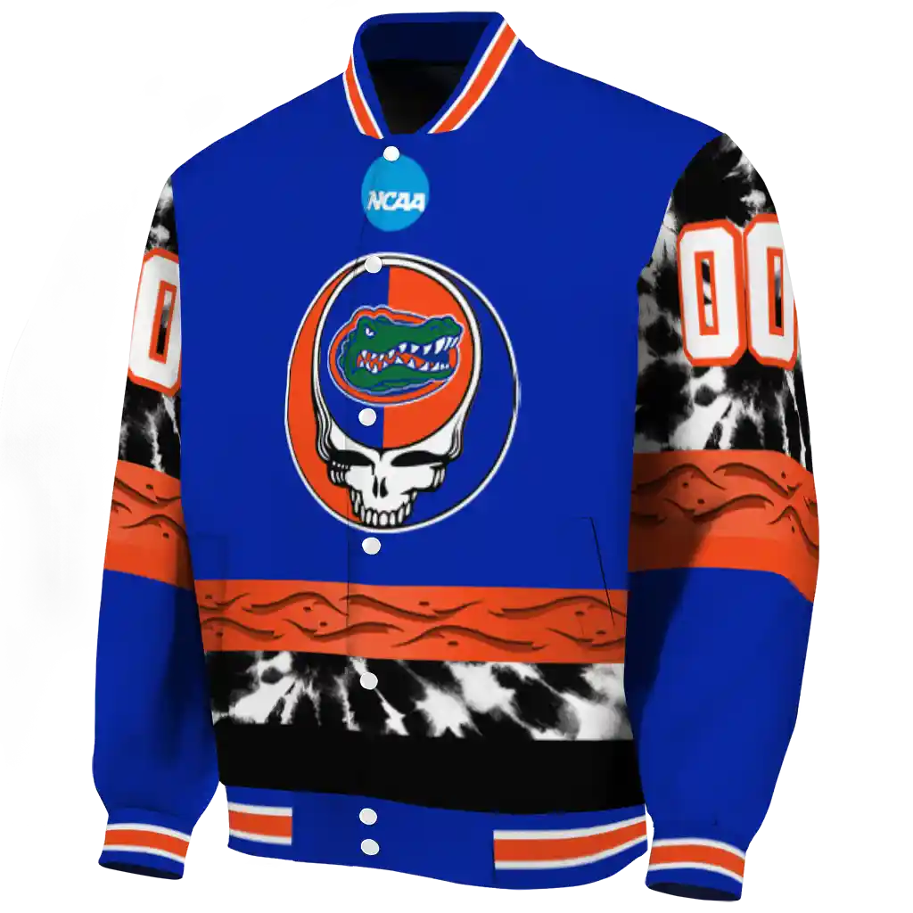 customized florida gators circle skull blue black varsity jacket best selling customized florida gators circle skull blue black varsity jacket best selling