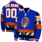 customized florida gators circle skull blue black varsity jacket best selling
