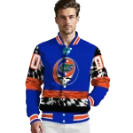 customized florida gators circle skull blue black varsity jacket best selling