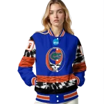 customized florida gators circle skull blue black varsity jacket best selling