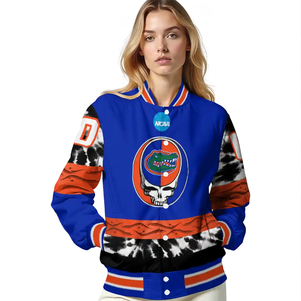 customized florida gators circle skull blue black varsity jacket latest model customized florida gators circle skull blue black varsity jacket latest model