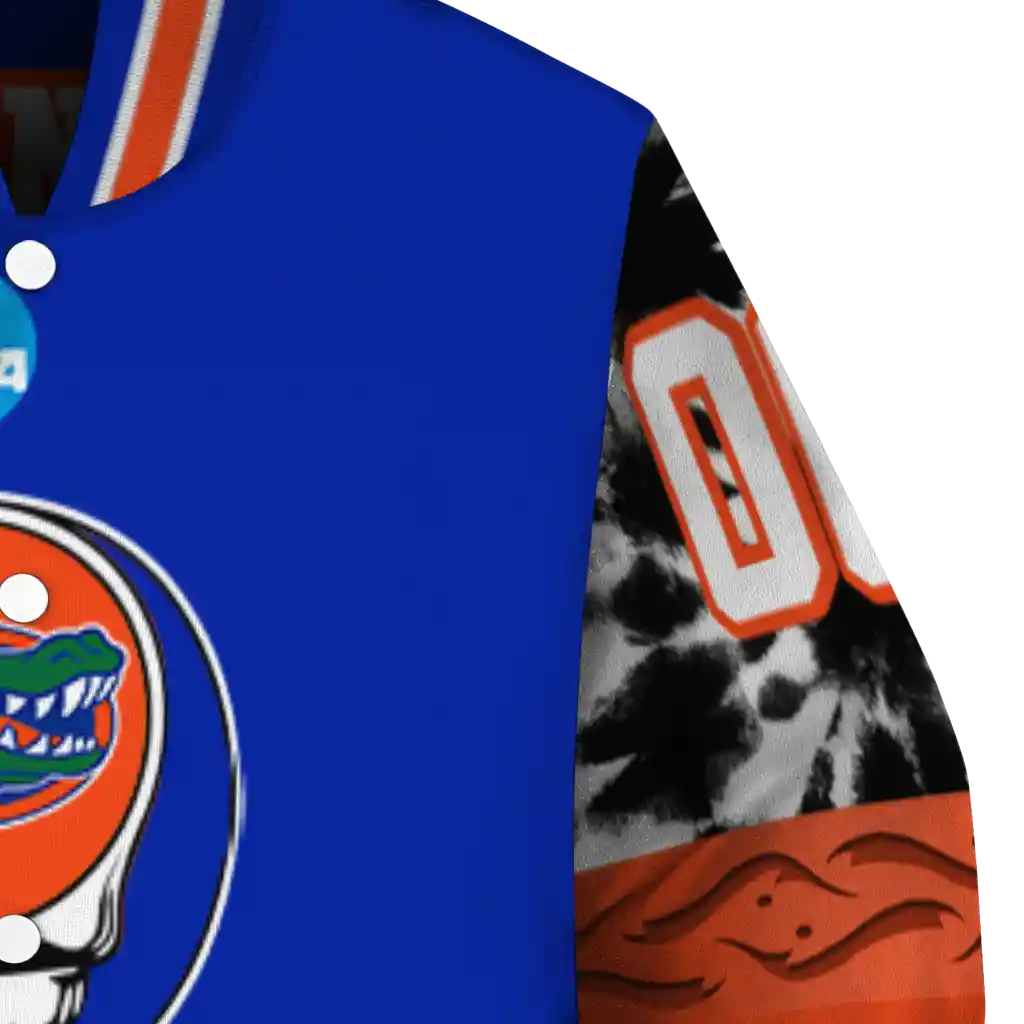 customized florida gators circle skull blue black varsity jacket premium grade customized florida gators circle skull blue black varsity jacket premium grade