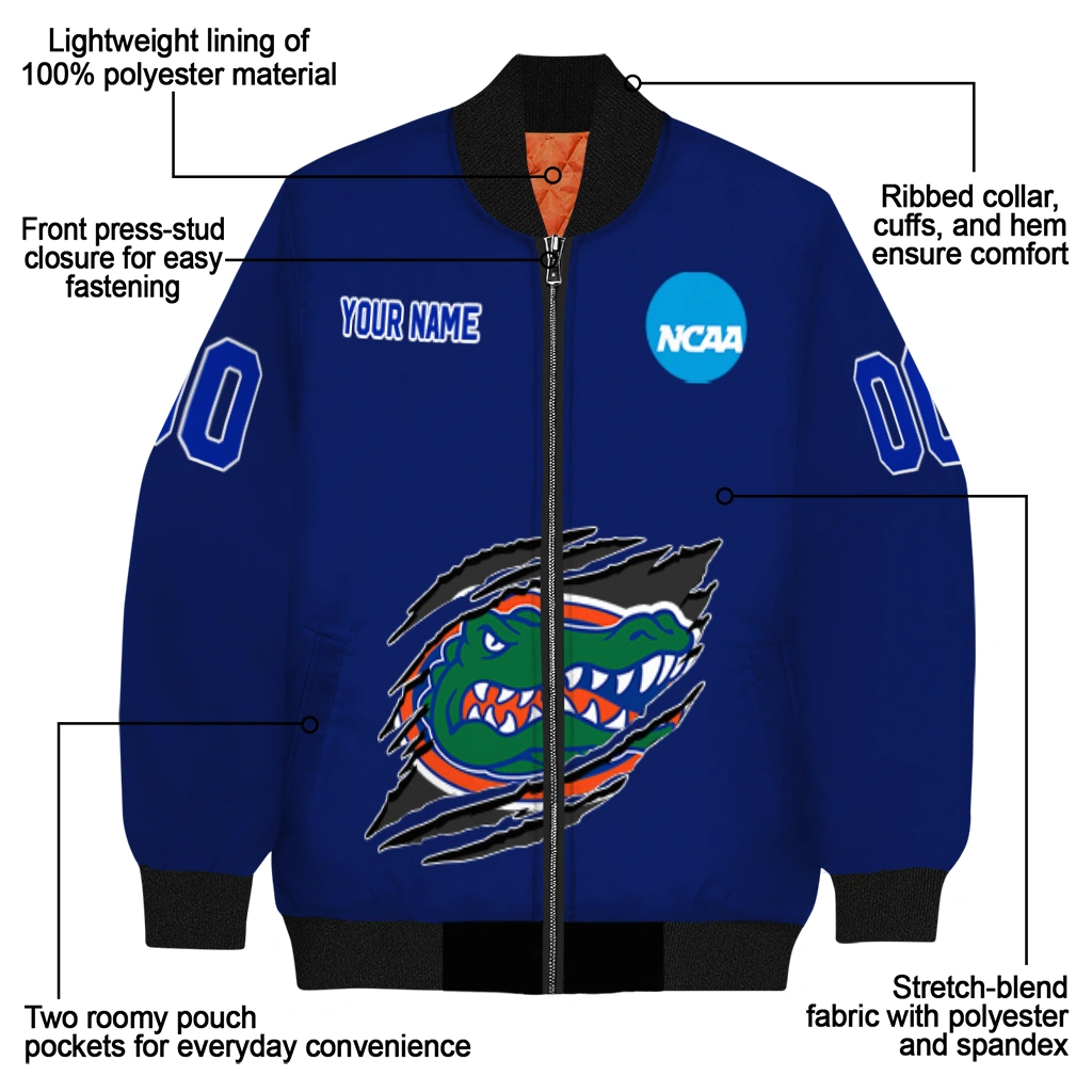 customized florida gators claw mark blue bomber jacket new arrival customized florida gators claw mark blue bomber jacket new arrival