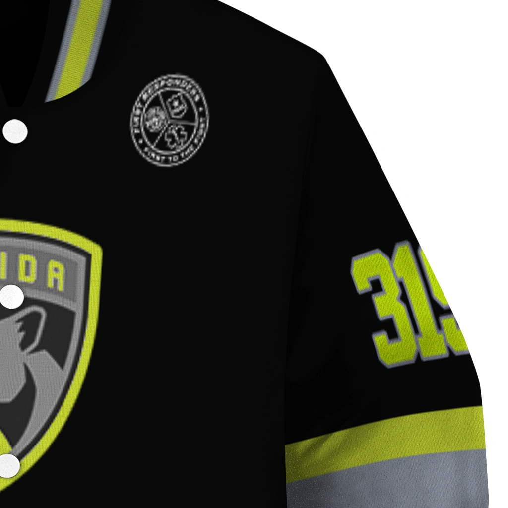 customized florida panthers heartbeat accent black green varsity jacket premium grade customized florida panthers heartbeat accent black green varsity jacket premium grade