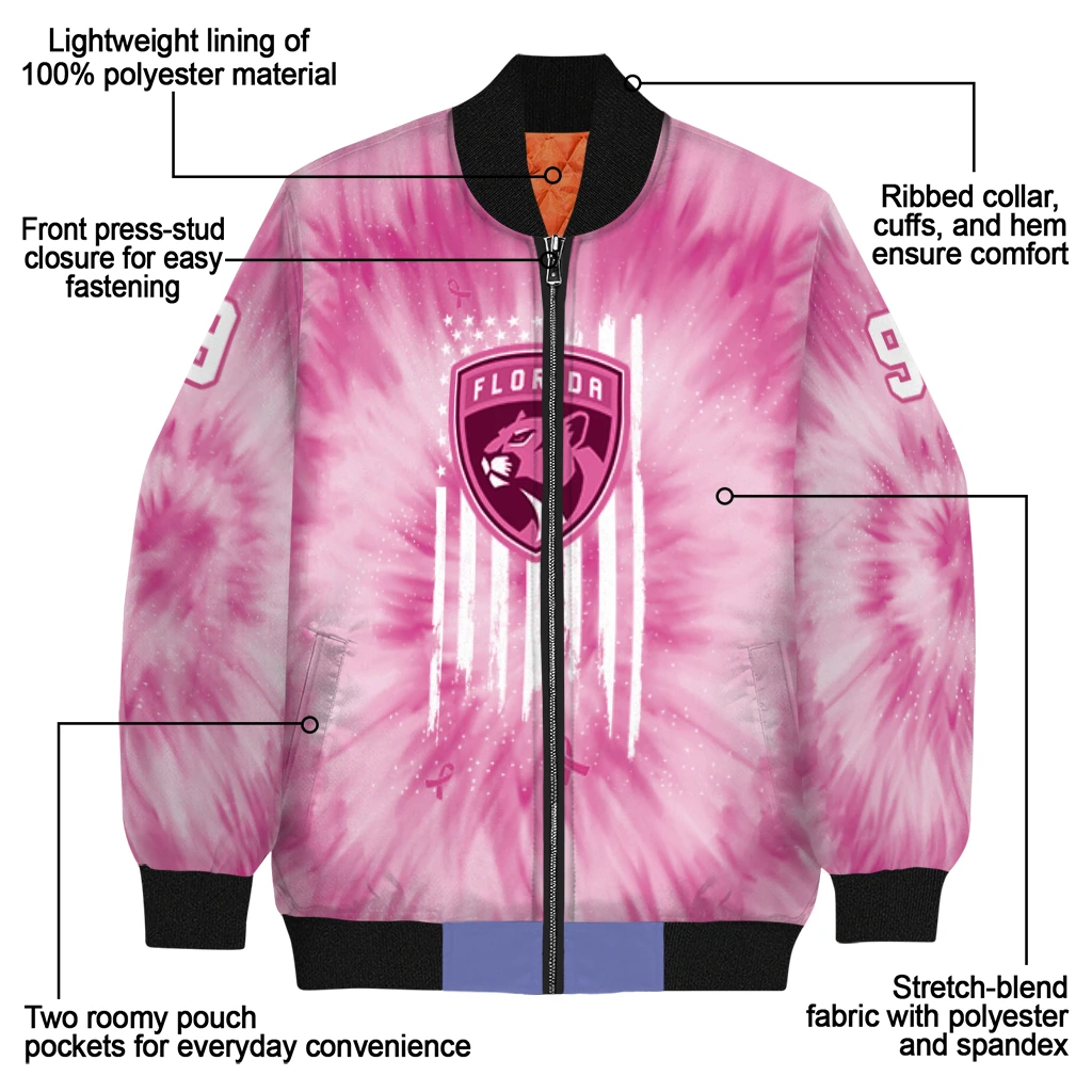customized florida panthers pink tie dye pink bomber jacket new arrival customized florida panthers pink tie dye pink bomber jacket new arrival