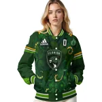 customized florida panthers shamrock vortex green varsity jacket best selling