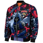 customized florida panthers skull horde red bomber jacket best selling