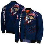 customized florida panthers usa flag rips red bomber jacket best selling
