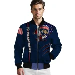 customized florida panthers usa flag rips red bomber jacket best selling