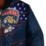customized florida panthers usa flag rips red bomber jacket best selling