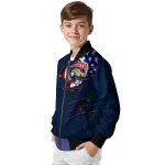 customized florida panthers usa flag rips red bomber jacket best selling