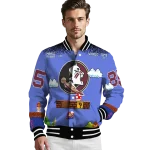 customized florida state seminoles mario blocks blue black varsity jacket best selling