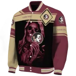 customized florida state seminoles reaper hands garnet black varsity jacket best selling
