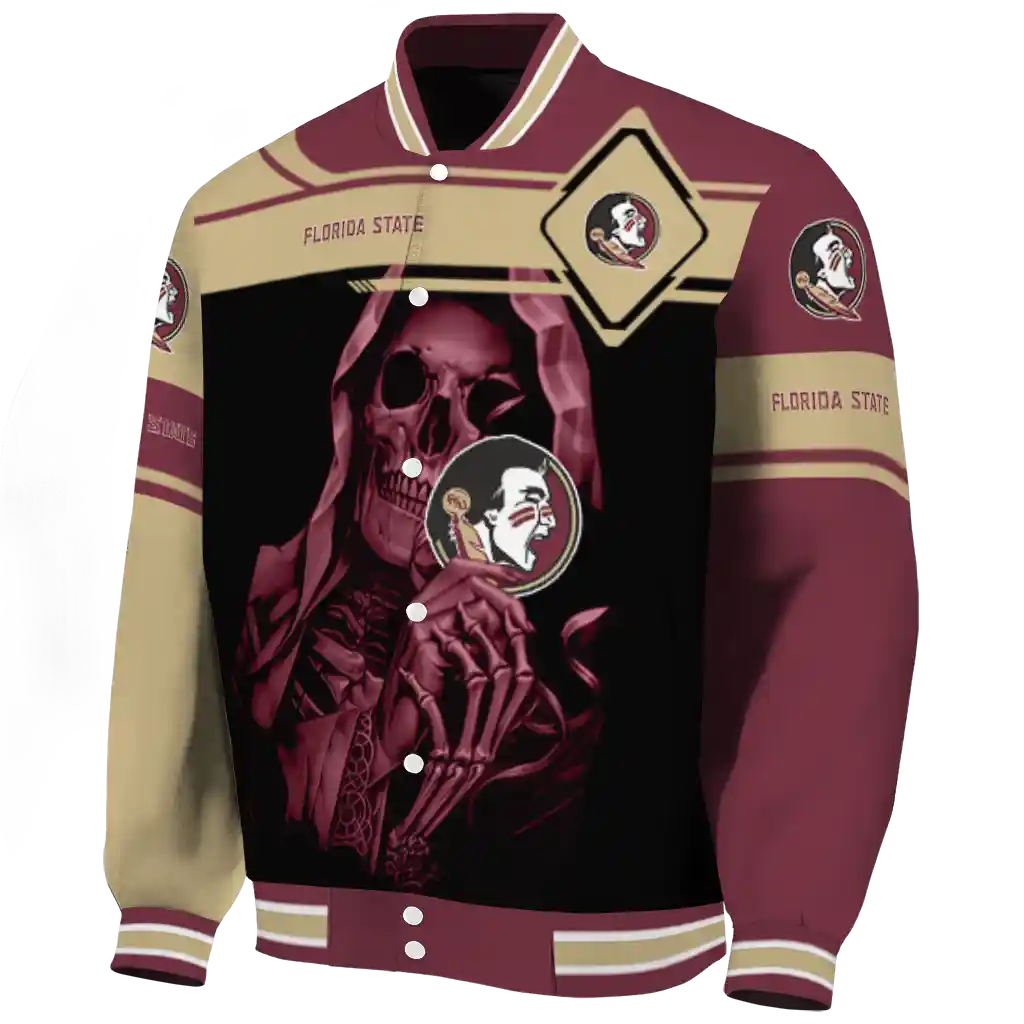 customized florida state seminoles reaper hands garnet black varsity jacket best selling customized florida state seminoles reaper hands garnet black varsity jacket best selling