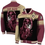 customized florida state seminoles reaper hands garnet black varsity jacket best selling