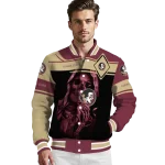 customized florida state seminoles reaper hands garnet black varsity jacket best selling