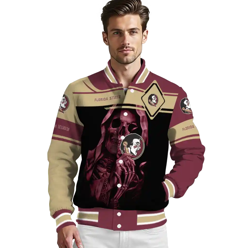 customized florida state seminoles reaper hands garnet black varsity jacket high quality customized florida state seminoles reaper hands garnet black varsity jacket high quality