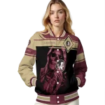 customized florida state seminoles reaper hands garnet black varsity jacket best selling