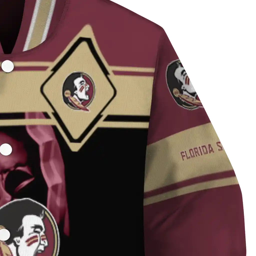 customized florida state seminoles reaper hands garnet black varsity jacket premium grade customized florida state seminoles reaper hands garnet black varsity jacket premium grade