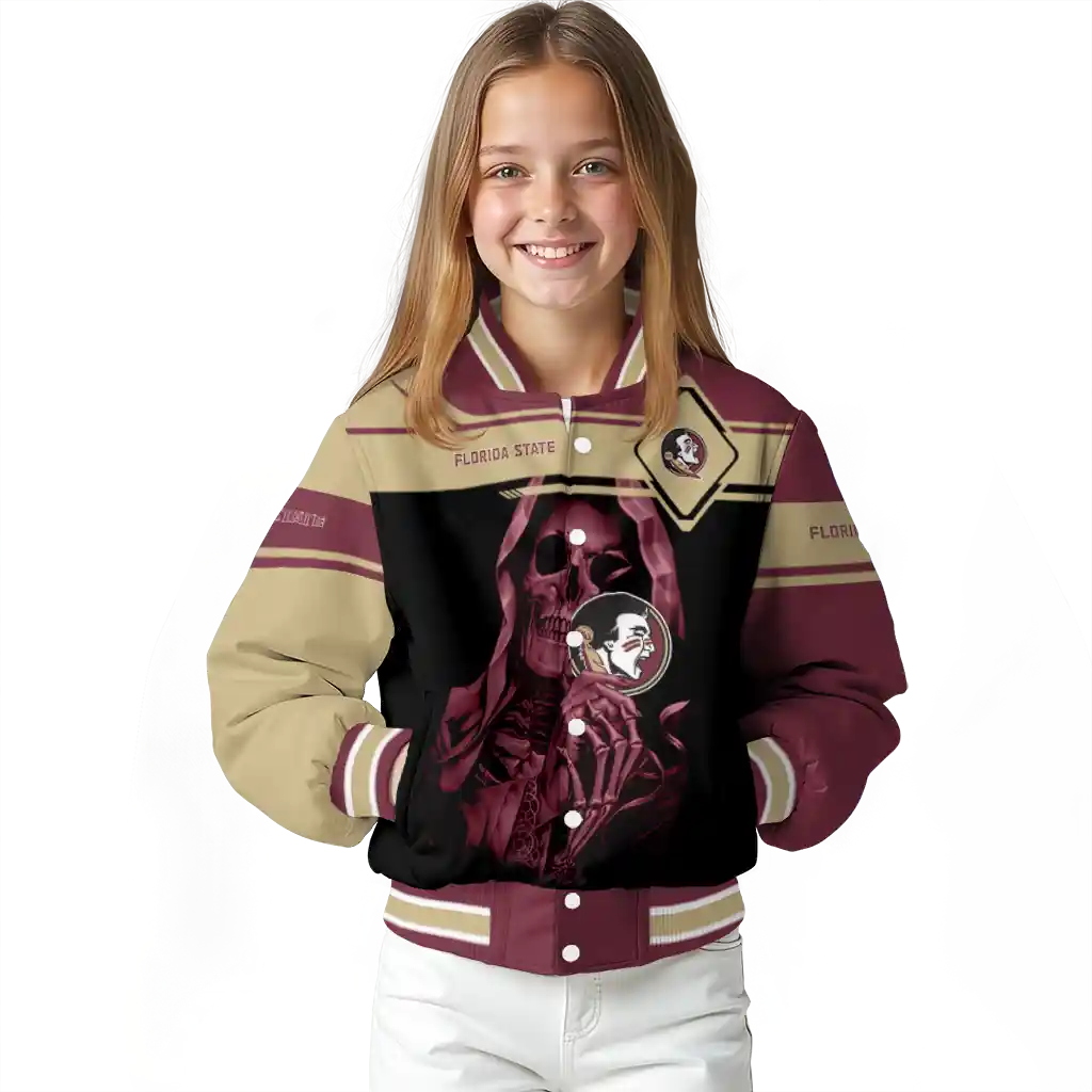 customized florida state seminoles reaper hands garnet black varsity jacket top rated customized florida state seminoles reaper hands garnet black varsity jacket top rated