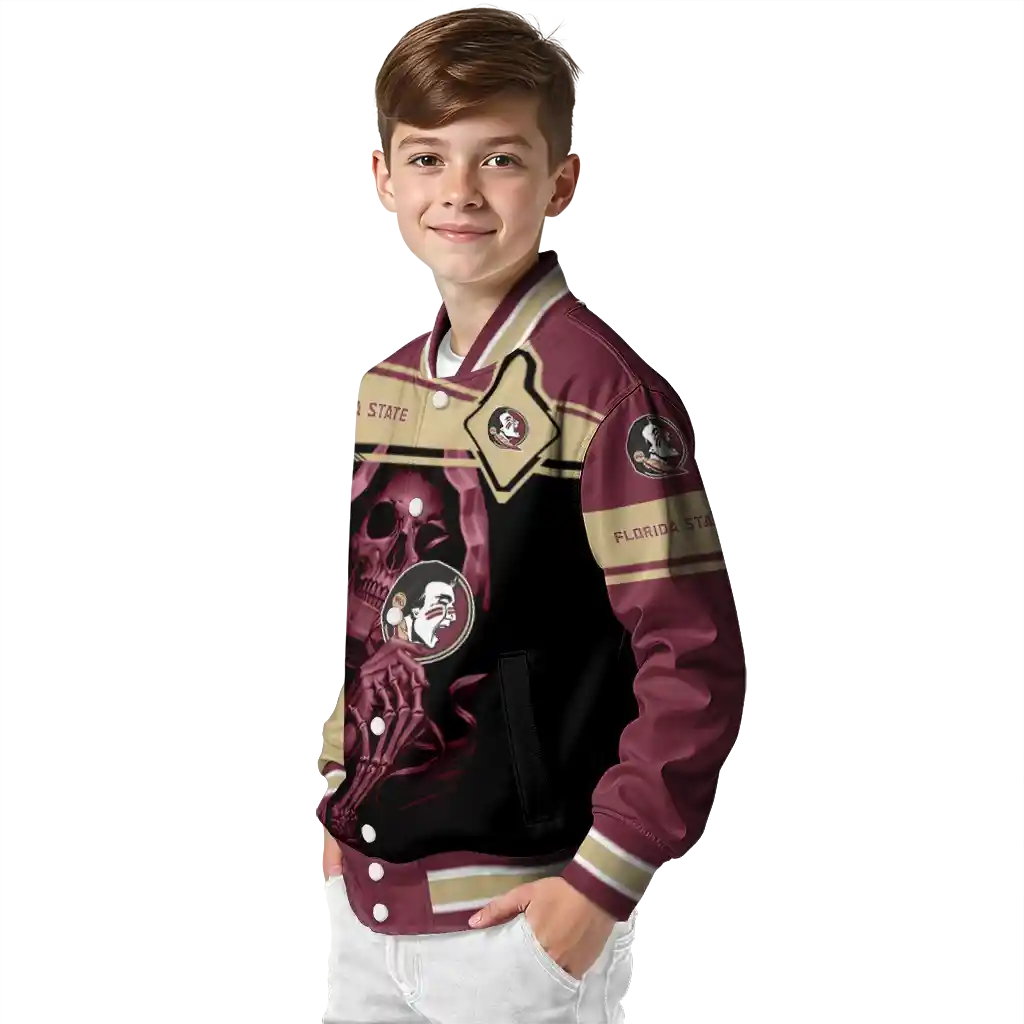 customized florida state seminoles reaper hands garnet black varsity jacket trendy customized florida state seminoles reaper hands garnet black varsity jacket trendy
