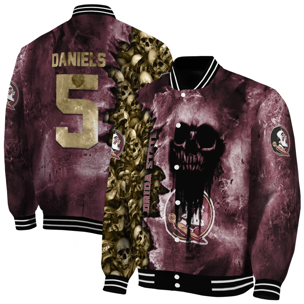 customized florida state seminoles skull cluster garnet varsity jacket fashion forward customized florida state seminoles skull cluster garnet varsity jacket fashion forward