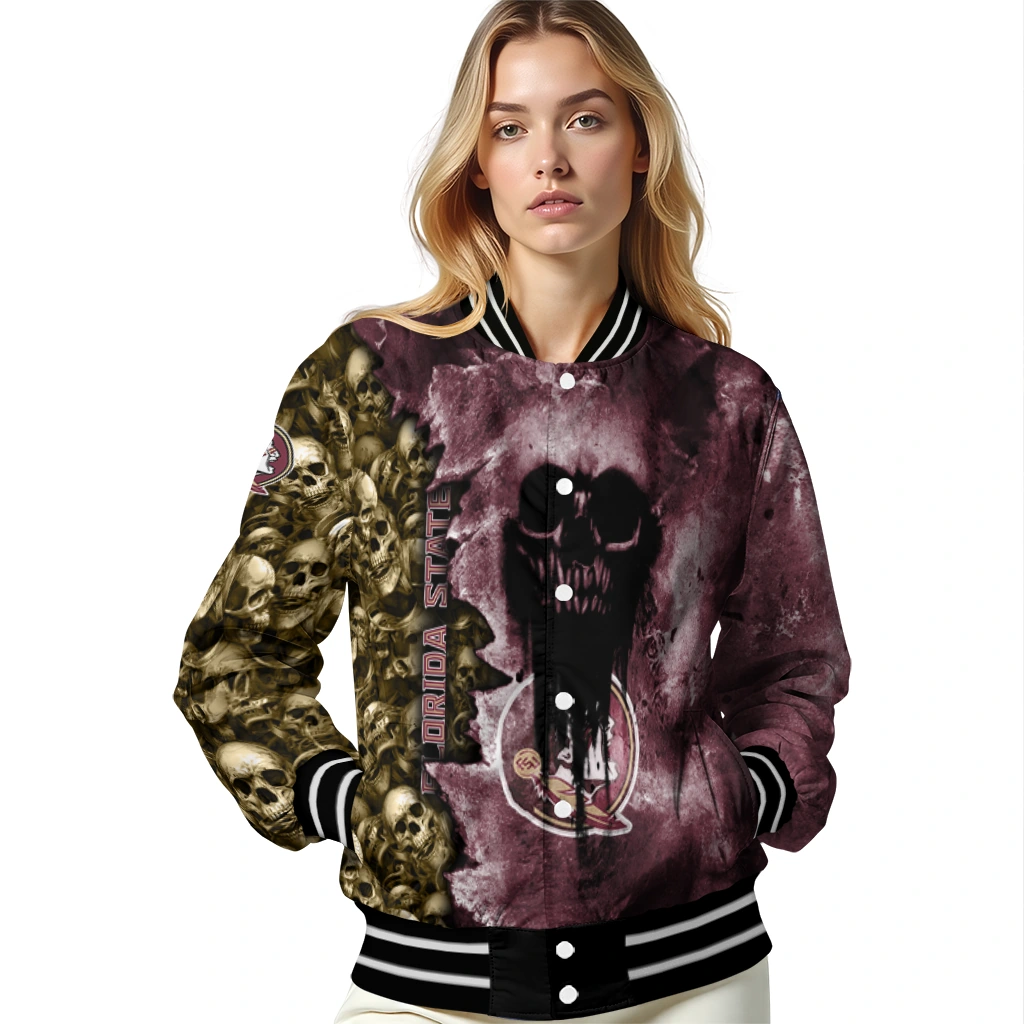 customized florida state seminoles skull cluster garnet varsity jacket latest model customized florida state seminoles skull cluster garnet varsity jacket latest model