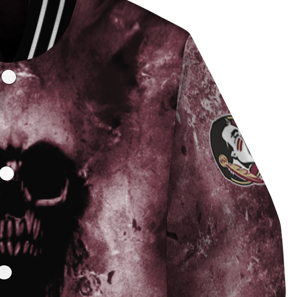 customized florida state seminoles skull cluster garnet varsity jacket premium grade customized florida state seminoles skull cluster garnet varsity jacket premium grade