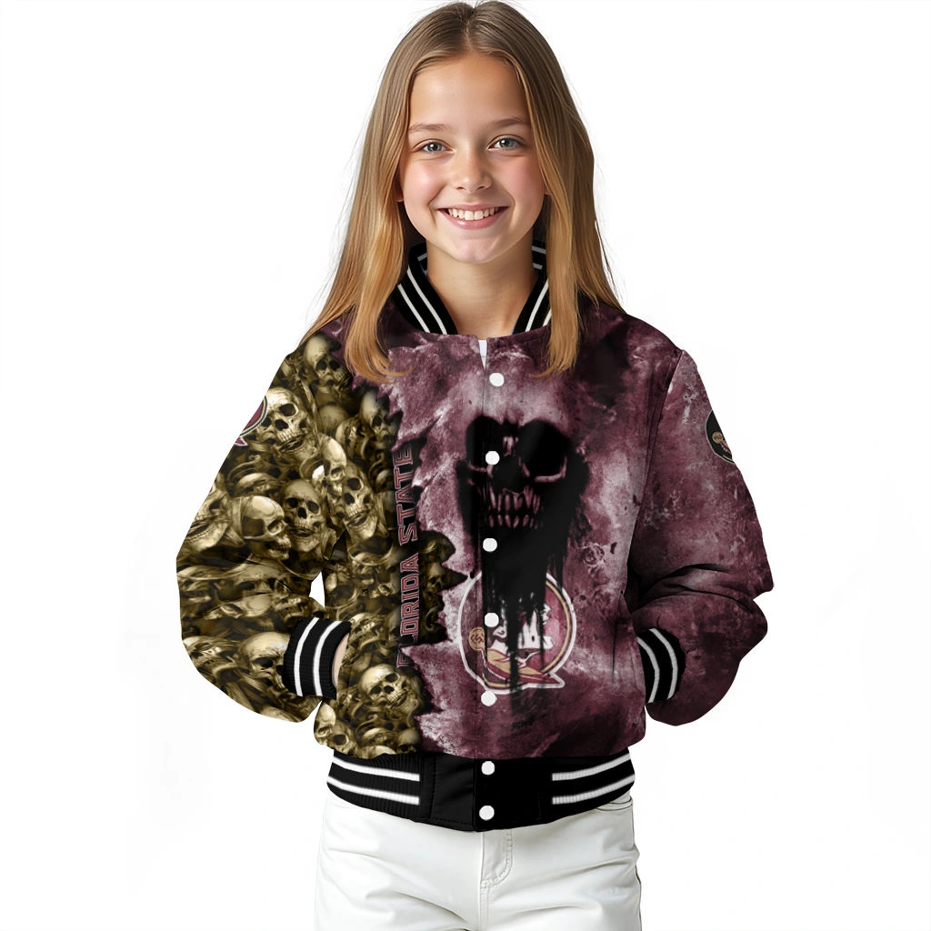 customized florida state seminoles skull cluster garnet varsity jacket top rated customized florida state seminoles skull cluster garnet varsity jacket top rated