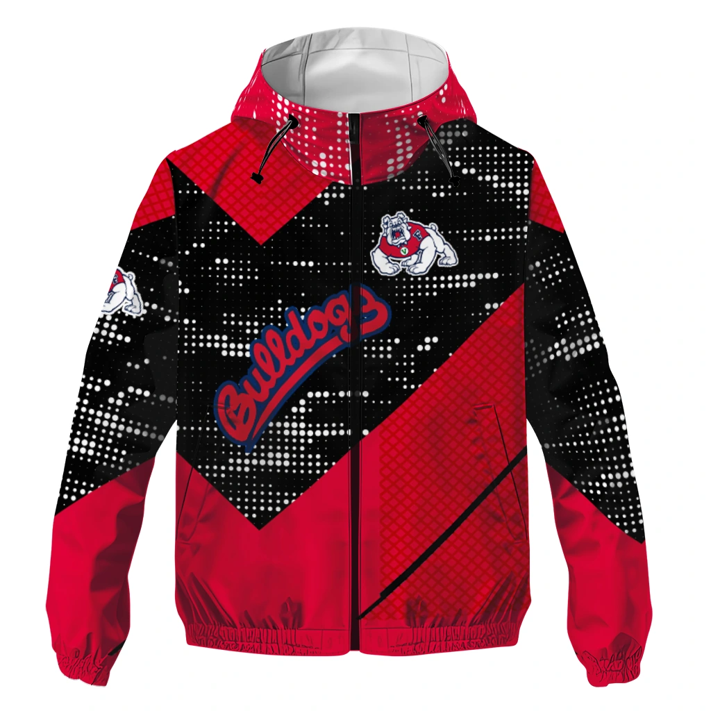 customized fresno state bulldogs arrow matrix red black windbreaker jacket best selling customized fresno state bulldogs arrow matrix red black windbreaker jacket best selling
