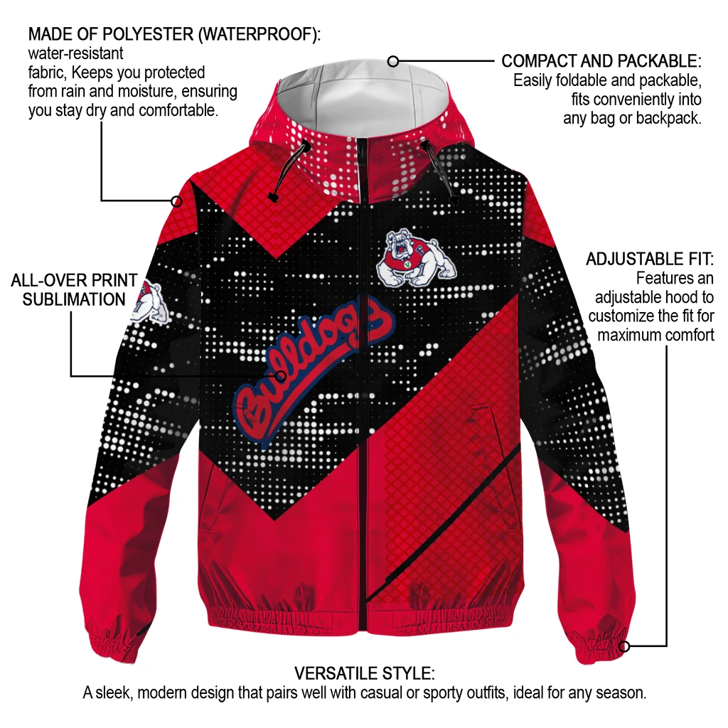 customized fresno state bulldogs arrow matrix red black windbreaker jacket new arrival customized fresno state bulldogs arrow matrix red black windbreaker jacket new arrival