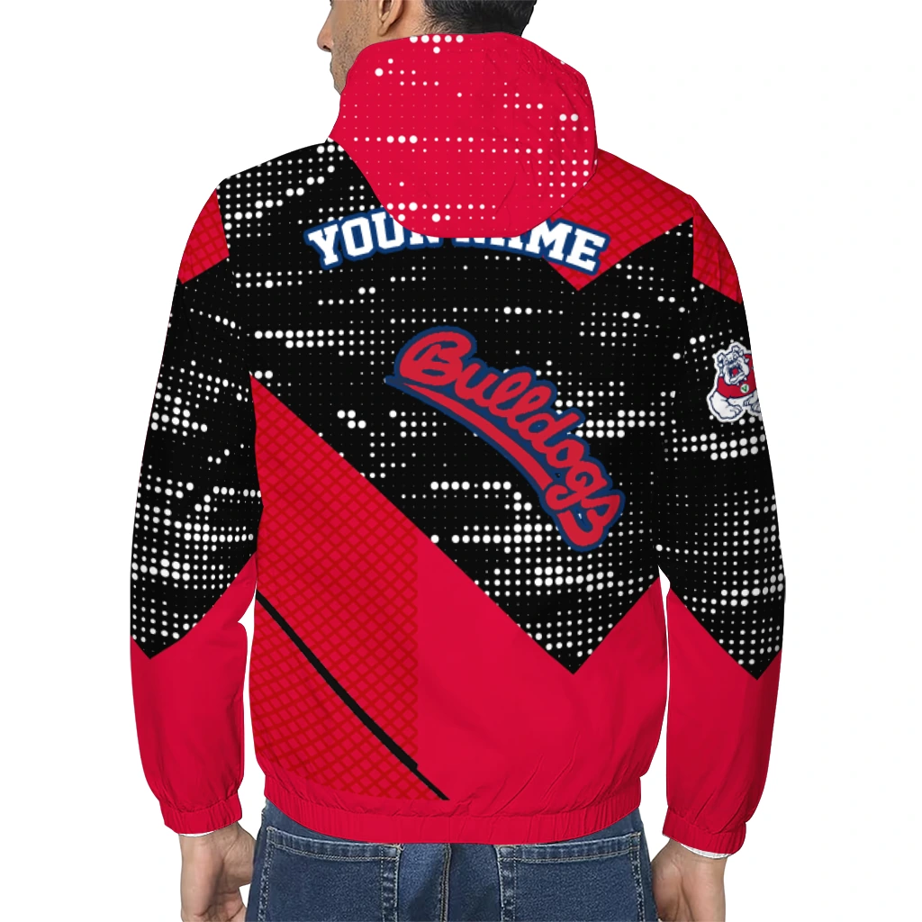 customized fresno state bulldogs arrow matrix red black windbreaker jacket trendy customized fresno state bulldogs arrow matrix red black windbreaker jacket trendy