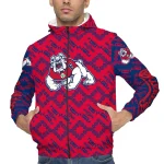 customized fresno state bulldogs trellis mesh red windbreaker jacket best selling