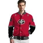 customized georgia bulldogs chevron style red varsity jacket best selling