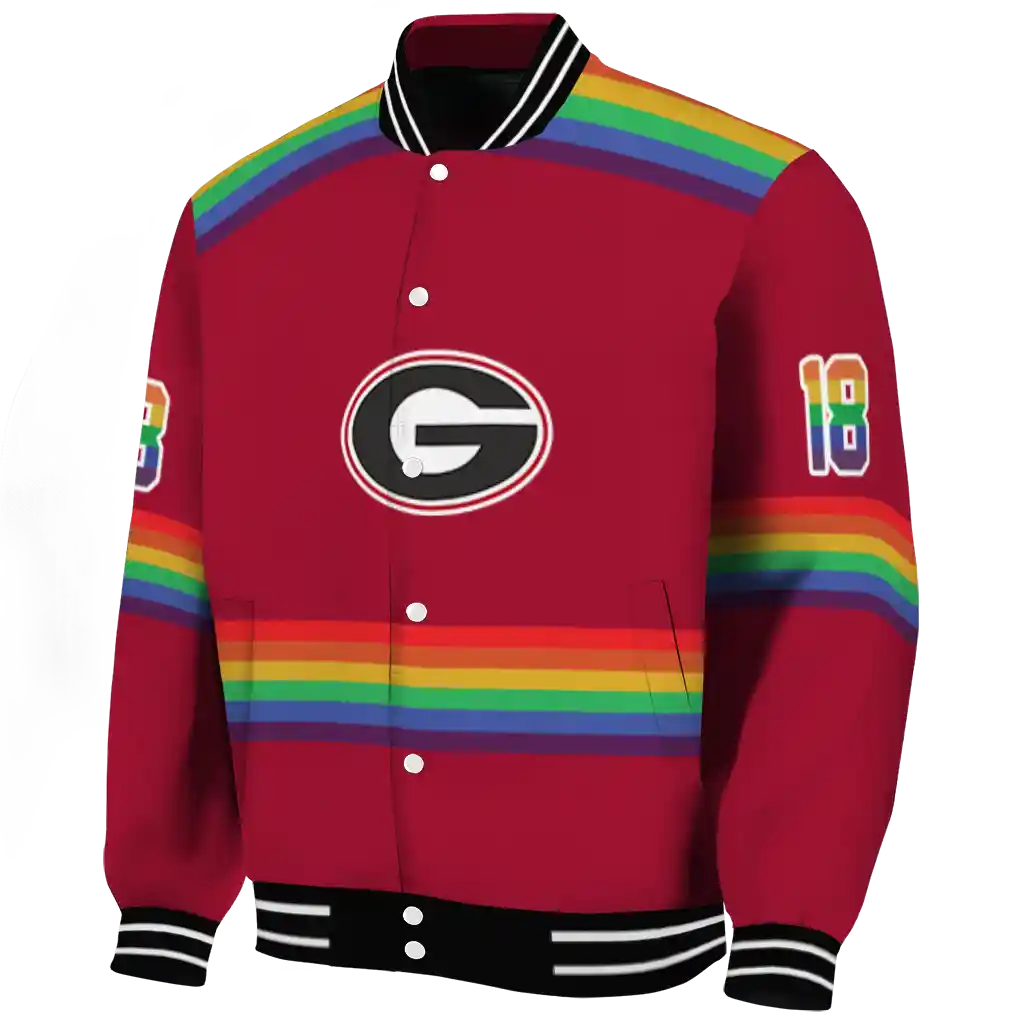 customized georgia bulldogs rainbow jersey number red varsity jacket best selling customized georgia bulldogs rainbow jersey number red varsity jacket best selling
