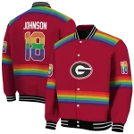 customized georgia bulldogs rainbow jersey number red varsity jacket best selling