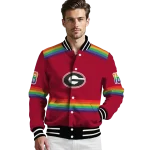 customized georgia bulldogs rainbow jersey number red varsity jacket best selling