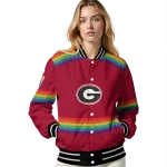 customized georgia bulldogs rainbow jersey number red varsity jacket best selling